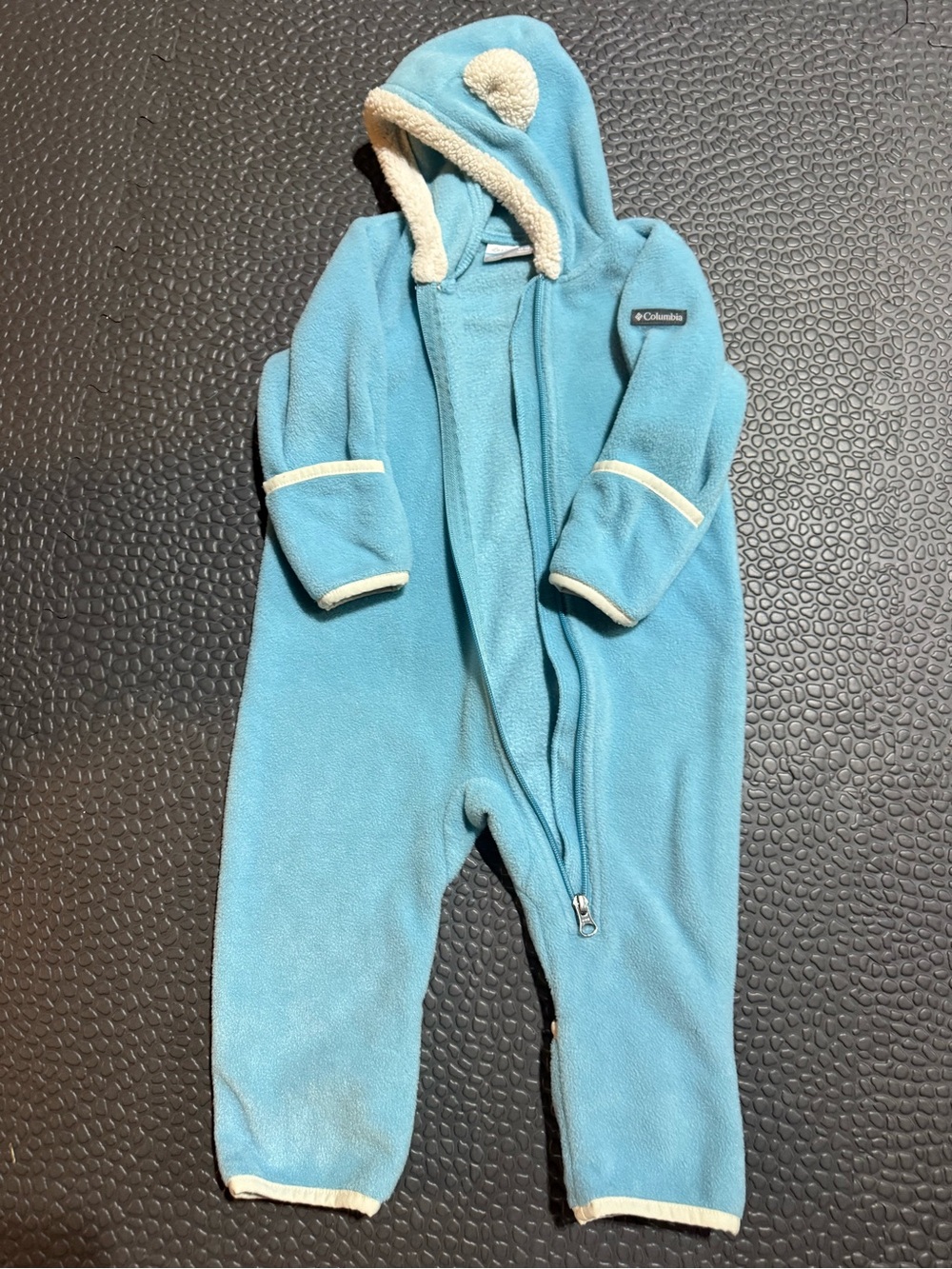 Columbia Teal Blue Fleece Hooded One-Piece Footie